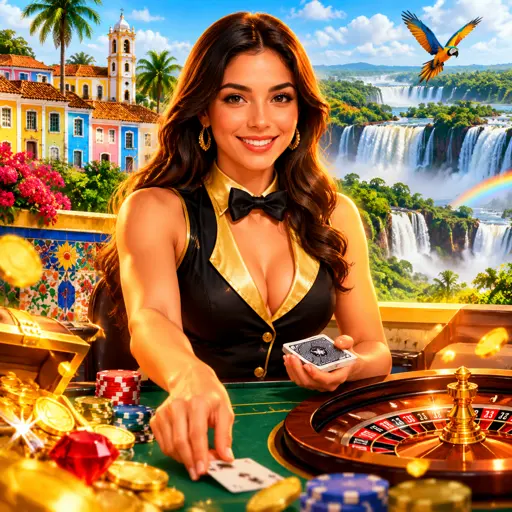 Dealer em pausa ao lado da mesa de cassino ao vivo